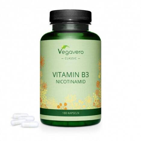 Vegavero Nicotinamide (Vitamin B3) 500 mg, 180 Capsule